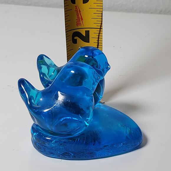 Bluebird Of Happiness Heart Love Bird Glass Statue Bright Blue Figurine Vtg 90s - Picture 6 of 10